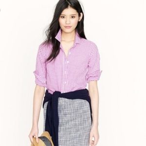 Gently used J. Crew The Perfect Shirt Purple Gingham Shirt